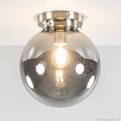 Ronde plafondlamp smokey glas met nikkel