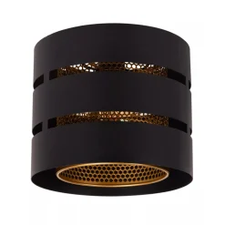 Ronde plafondlamp zwart metaal met goud