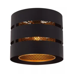 Ronde plafondlamp zwart metaal met goud