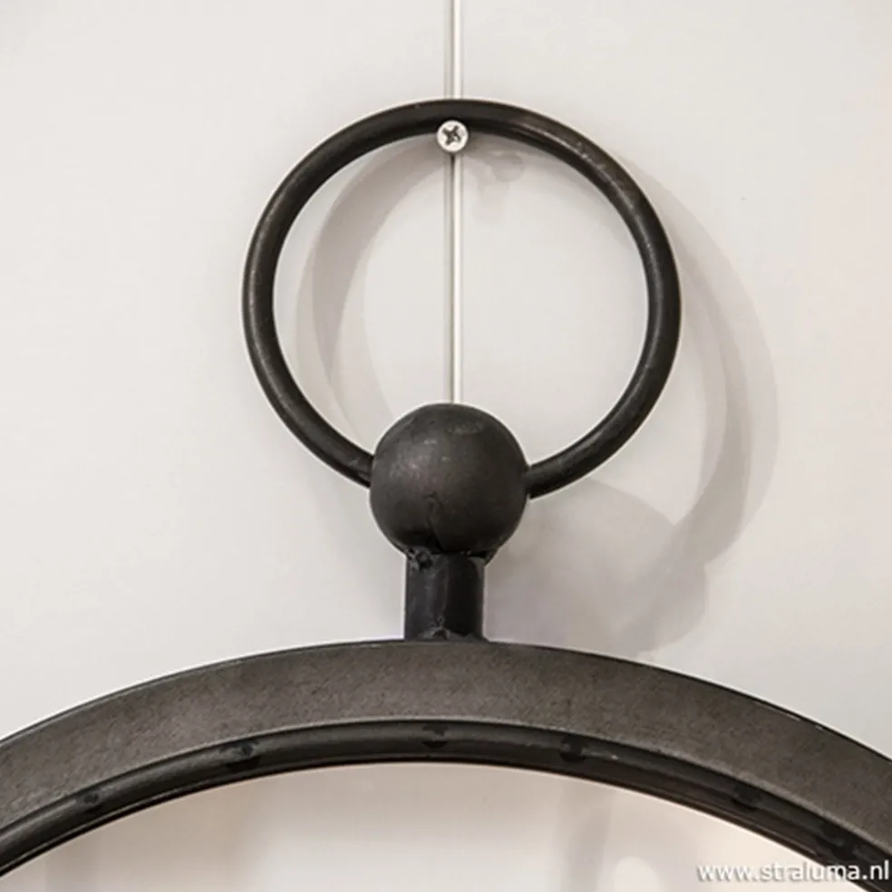 Ronde spiegel zink/grijs groot 46 cm