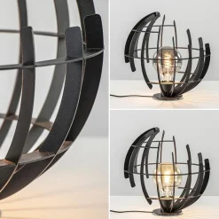 Ronde tafellamp Terra 35 cm zwart metaal