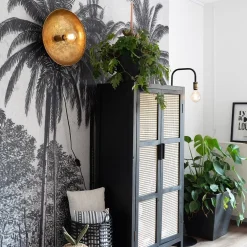 Ronde wandlamp Neva antiek brons met snoer