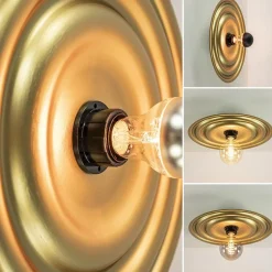 Ronde wand/plafondlamp gouden schaal