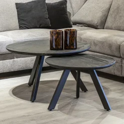 Salontafel rond hout zwart 60 cm