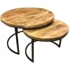 Salontafel set van 2 rond hout