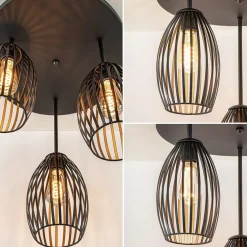 Scandinavische 3-lichts plafondlamp mat zwart
