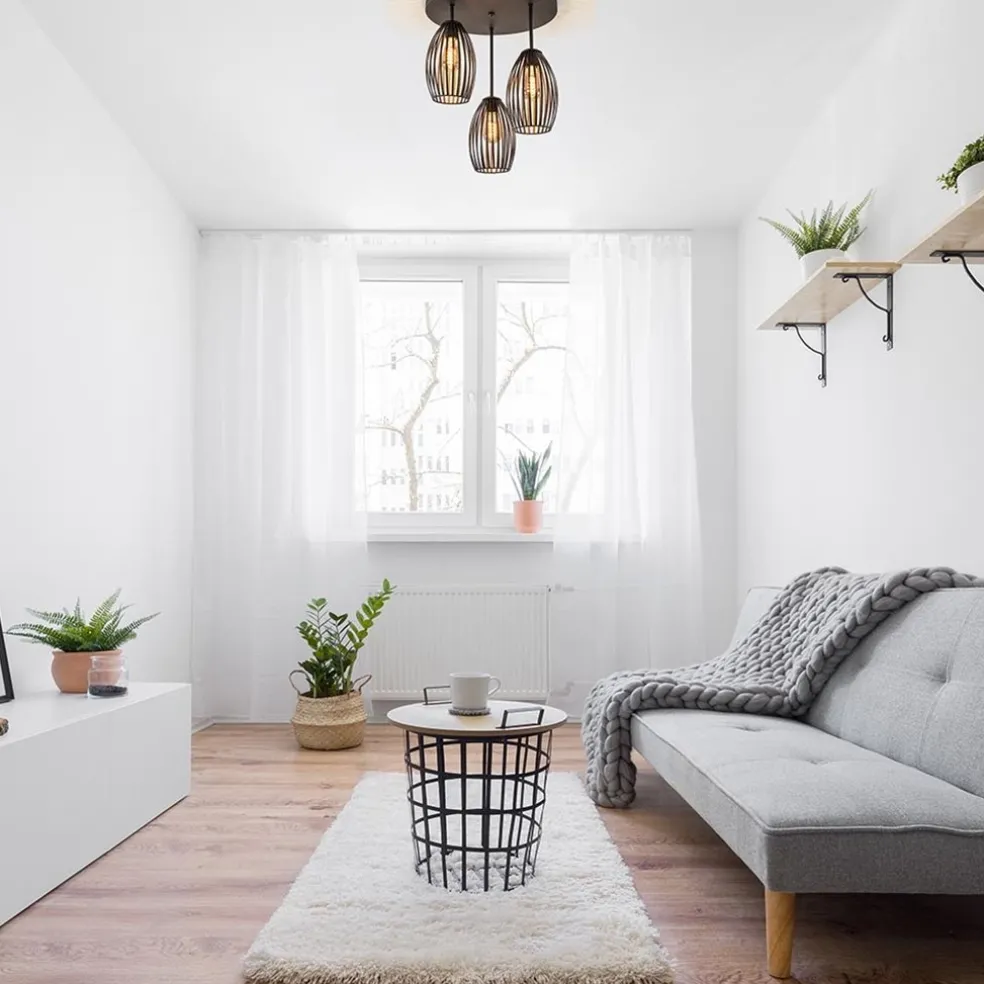 Scandinavische 3-lichts plafondlamp mat zwart