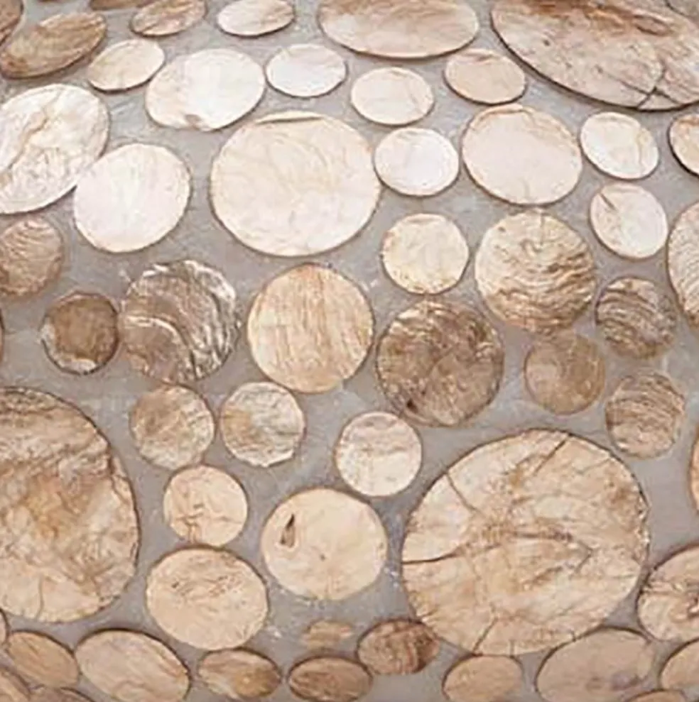 Schelpen hanglamp Ufo coin gold 40cm