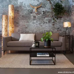 Schelpen vloerlamp goud cilinder groot