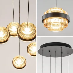 Sfeervolle 5-lichts hanglamp zwart/champagne inclusief LED