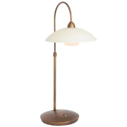 Sfeervolle tafellamp brons met creme glas klassiek