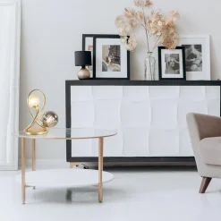 Sierlijke tafellamp goud met amber en smoke glas