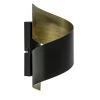 Sierlijke wandlamp krul zwart met goud