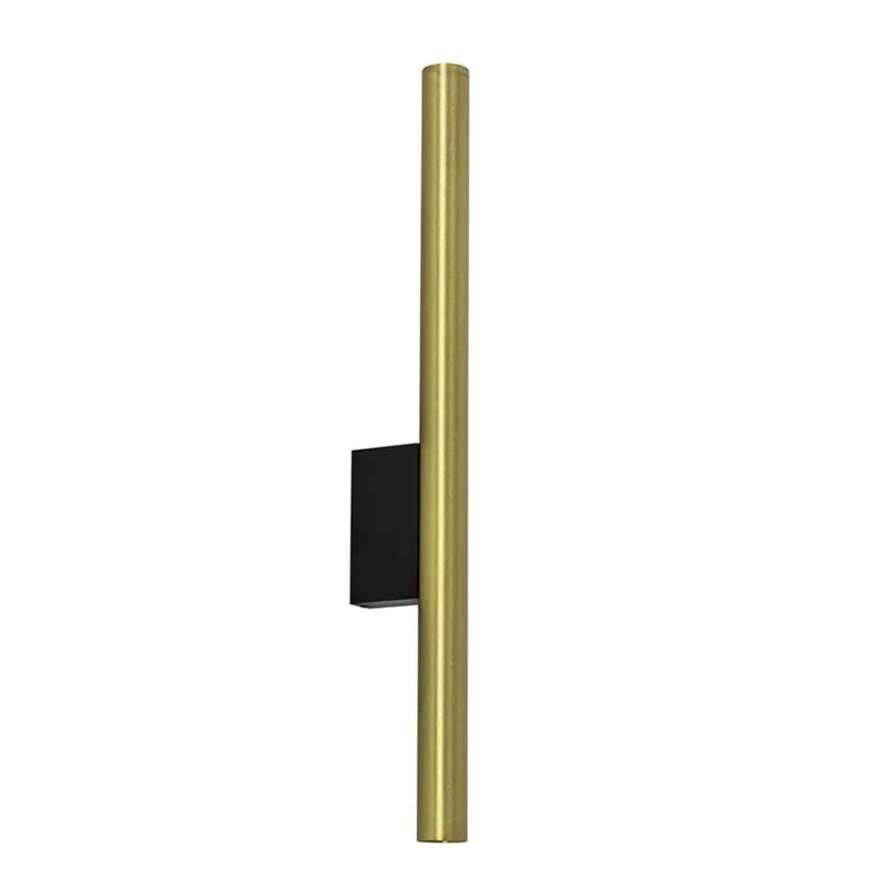 Smalle wandlamp cilinder zwart met solid brass