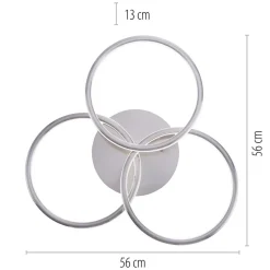 Smart plafondlamp 3x ringen nikkel inclusief LED