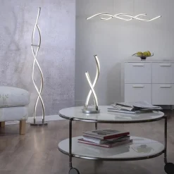 Smart vloerlamp spiraal 2-lichts nikkel