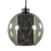Smoke glazen hanglamp bol met zwarte gaas cilinder