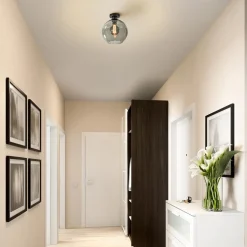 Smoke glazen plafondlamp globe 25 cm