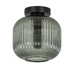 Smoke glazen plafondlamp met zwarte bevestiging