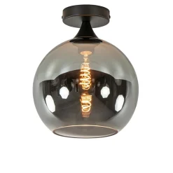 Smoke/titanium plafondlamp 25 cm met zwart