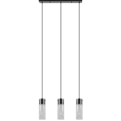 Speelse hanglamp zwart met helder glas 3-lichts