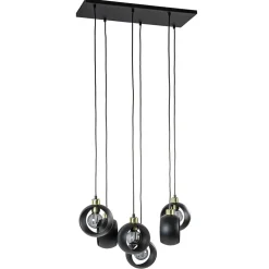 Speelse 6-lichts hanglamp zwart met goud