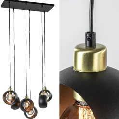 Speelse 6-lichts hanglamp zwart met goud