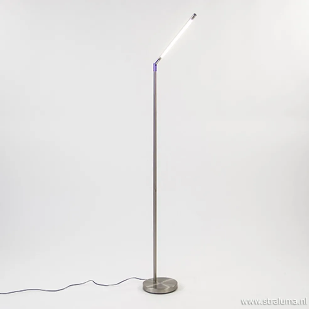 Staande leeslamp nikkel met dimmer
