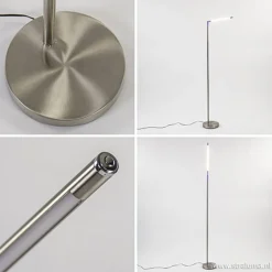 Staande leeslamp nikkel met dimmer