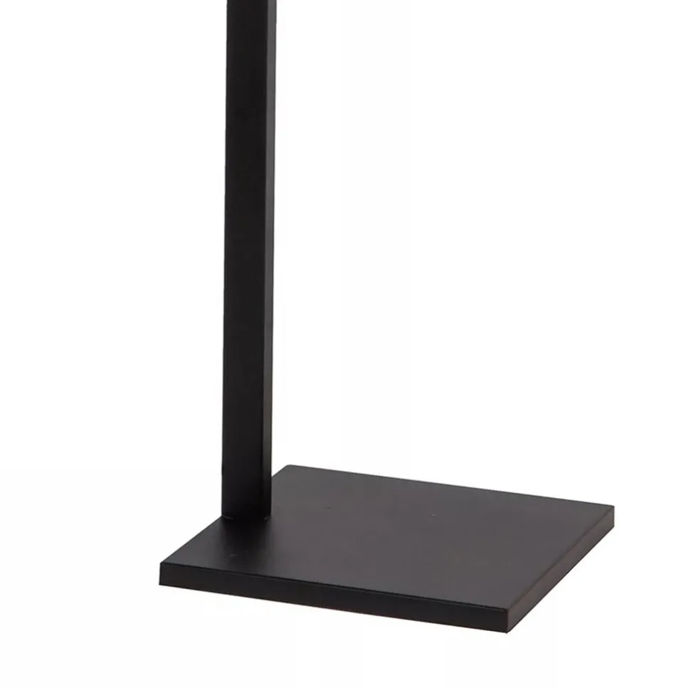 Staande schemerlamp mat zwart met linnen kap