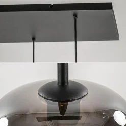 Stijlvolle 6-lichts hanglamp zwart met gradiënt smoke glas