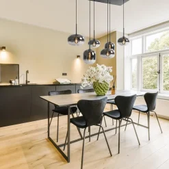 Stijlvolle 6-lichts hanglamp zwart met gradiënt smoke glas