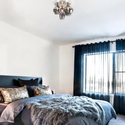 Stijlvolle plafondlamp nikkel mat met smoke glas