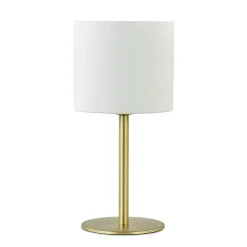 Stijlvolle tafellamp mat goud met wit glas