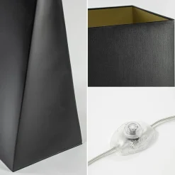 Stijlvolle vloerlamp zwart keramiek met hoge kap