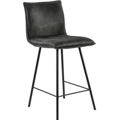 Stoere barkruk met bull lederen zitting antraciet