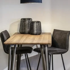 Stoere barkruk met bull lederen zitting antraciet