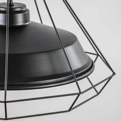 Stoere hanglamp industrieel/Scandinavisch mat zwart