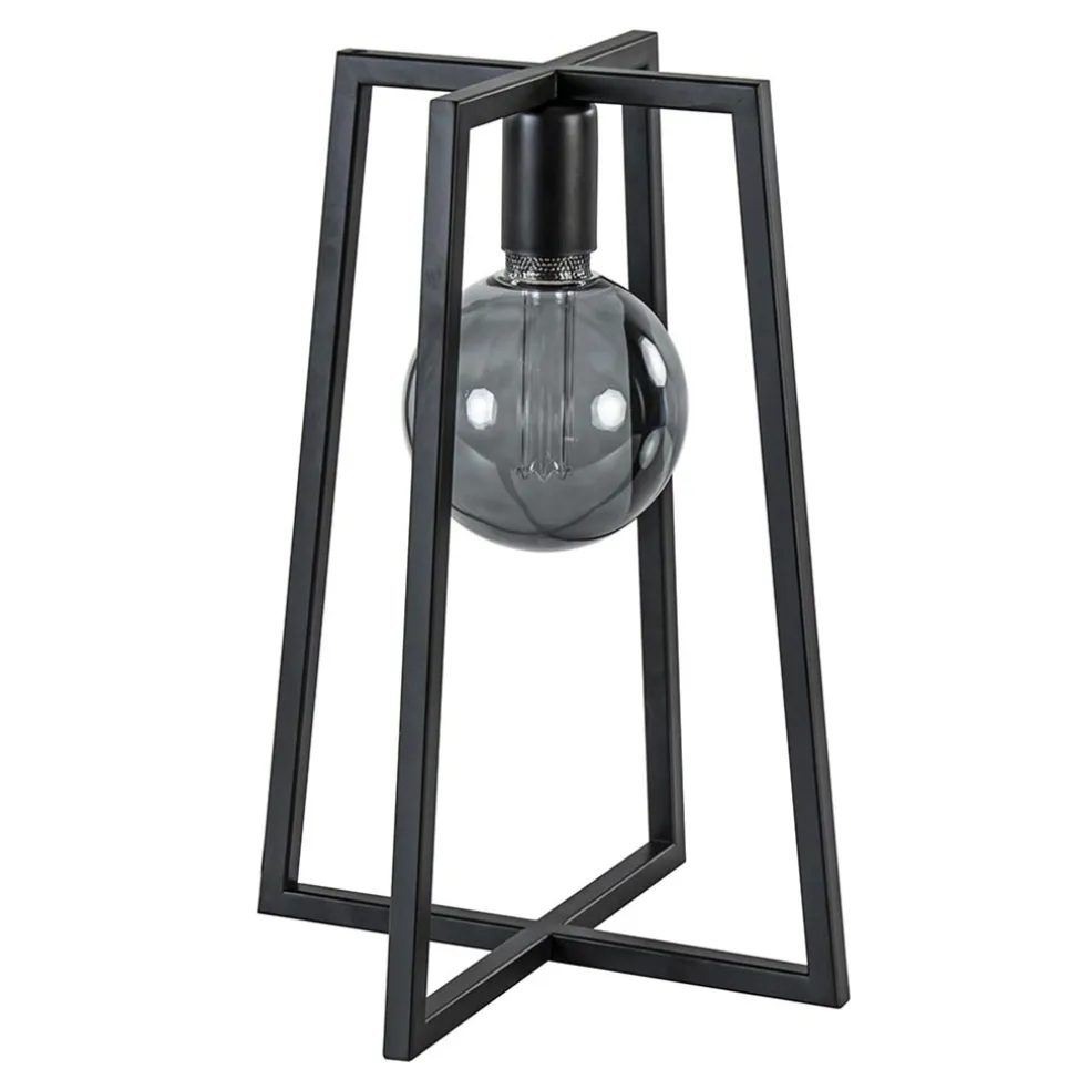 Stoere zwarte tafellamp frame