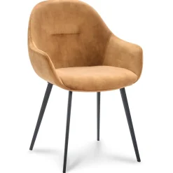 Stoffen armstoel cognac met zwarte pootjes