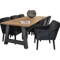 Stoffen armstoel zwart met zwarte poot