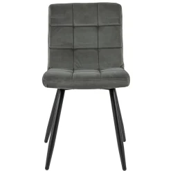 Stoffen eetkamerstoel grijs met zwarte poot