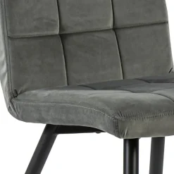 Stoffen eetkamerstoel grijs met zwarte poot