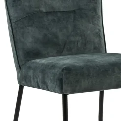 Stoffen eetkamerstoel met zwarte poot en wieltjes