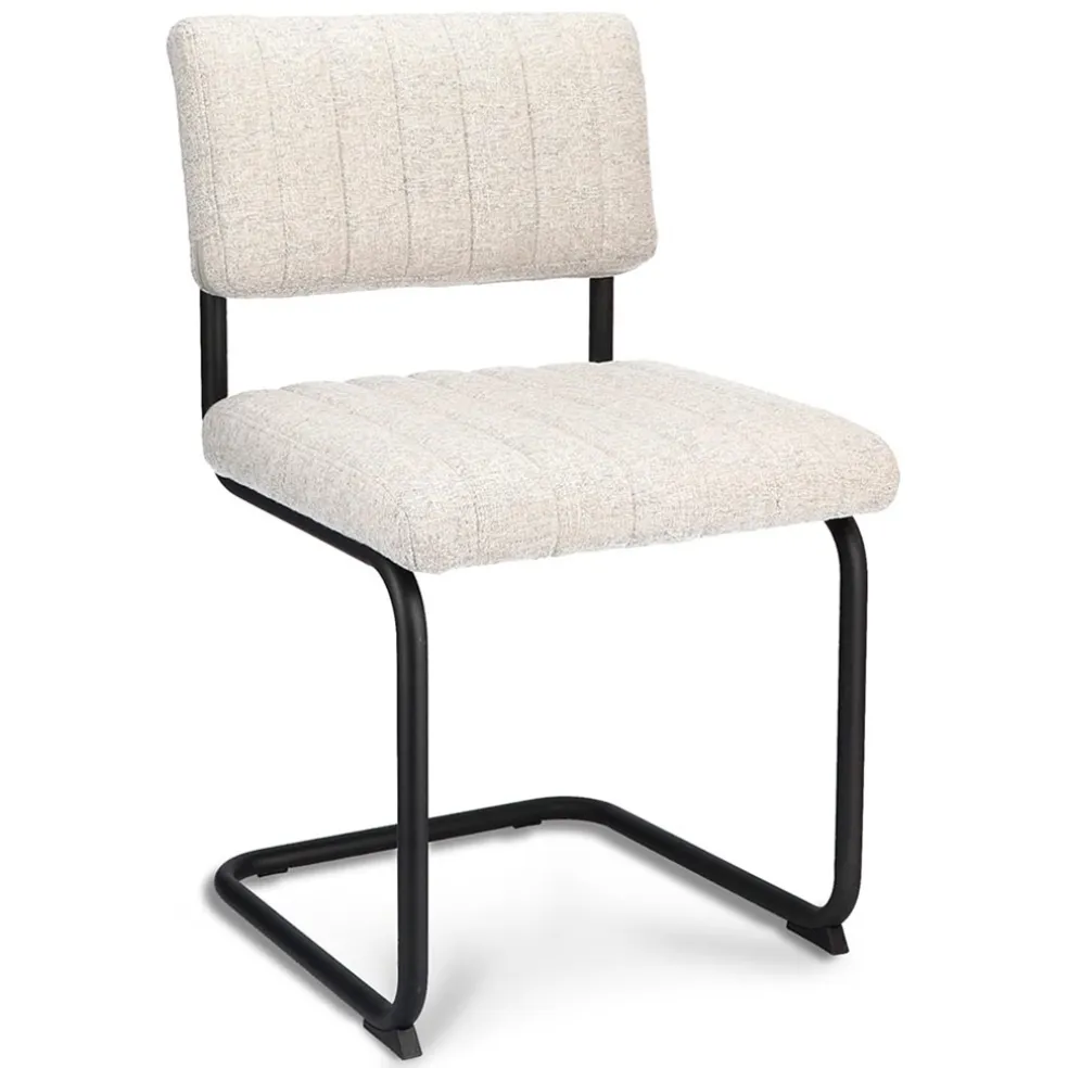 Stoffen eetkamerstoel met zwart metalen frame