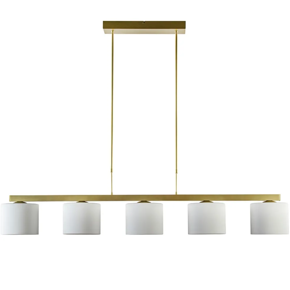 Strak klassieke hanglamp goud met mat wit glas