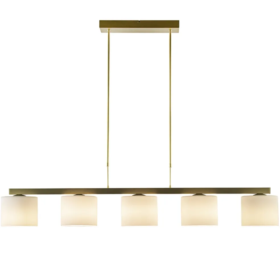 Strak klassieke hanglamp goud met mat wit glas