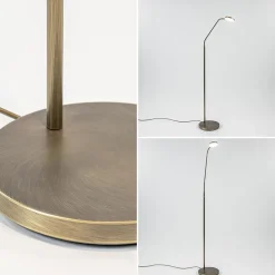 Strak klassieke LED leeslamp brons dim to warm