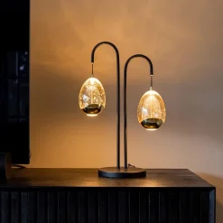 Strak klassieke LED tafellamp egg zwart met goud