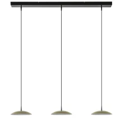 Strakke 3-lichts hanglamp LED mat zwart/mat goud